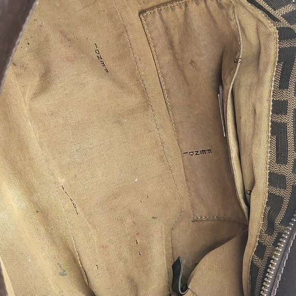 FENDI Shoulder Bag Brown Black Zucca Canvas Leather Authentic.. - Picture 15 of 16